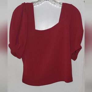 Red Smockbacked Cropped Blouse LOFT